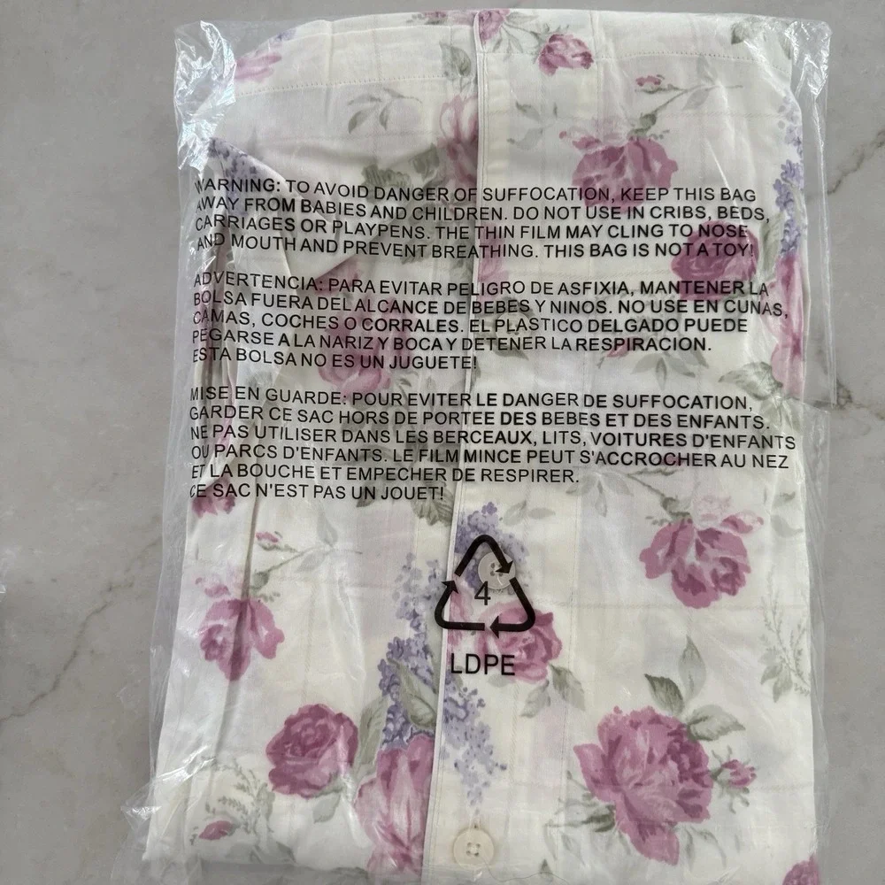 NWT Lauren Ralph Lauren Women's Floral Pajama Set XL Ivory/Pink Cottage Core